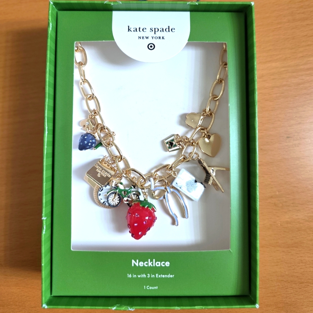 Kate Spade New York X Target Chunky Charm Statement Necklace Gold Tone